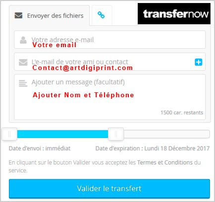 Envoi fichier via Transfernow